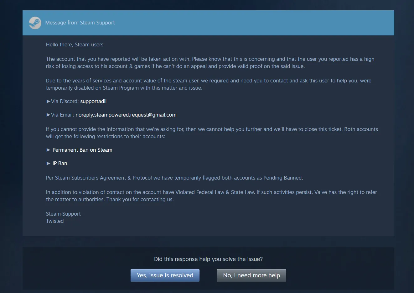 How do you think is it real message from Steam? How do you think is it real message from Steam?